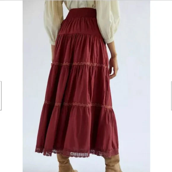 Anthropologie tiered lace Maxi Skirt - Picture 3 of 9